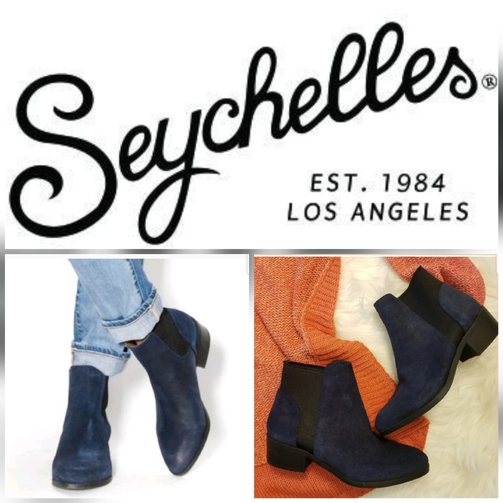 Seychelles ❤ Ukulele Navy Blue Black Bootie 6.5